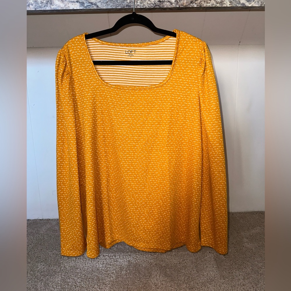 NWOT Yellow Polka Dot Loft Top